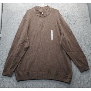 Sonoma Sweater Mens 4XB Brown Knit Loose‎ Fit Heavyweight Crew Neck Quarter Zip